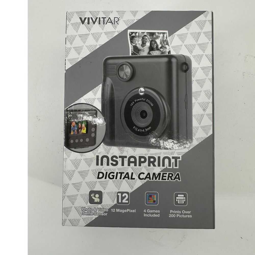 Vivitar Instaprint Digital Camera 12MP 16x Zoom Black with 3 Rolls Photo Paper